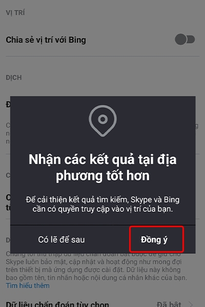 Cách bật, tắt chia sẻ vị trí trên ứng dụng Skype bằng điện thoại