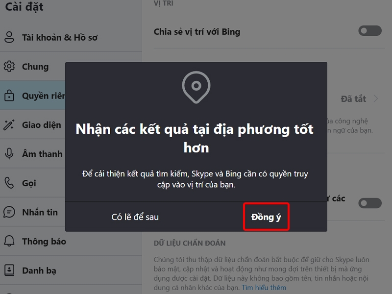 Cách bật, tắt chia sẻ vị trí trên ứng dụng Skype bằng máy tính