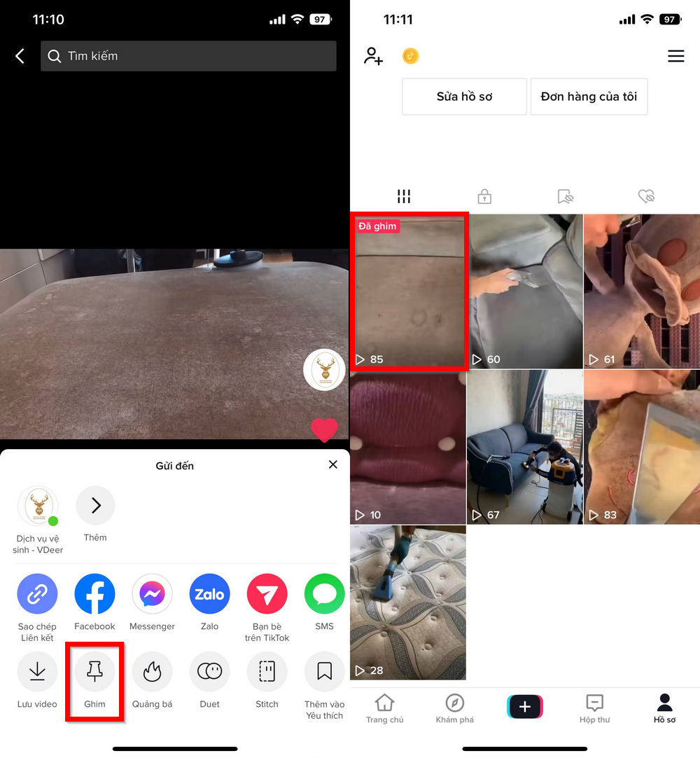 Cách ghim video trên TikTok 2
