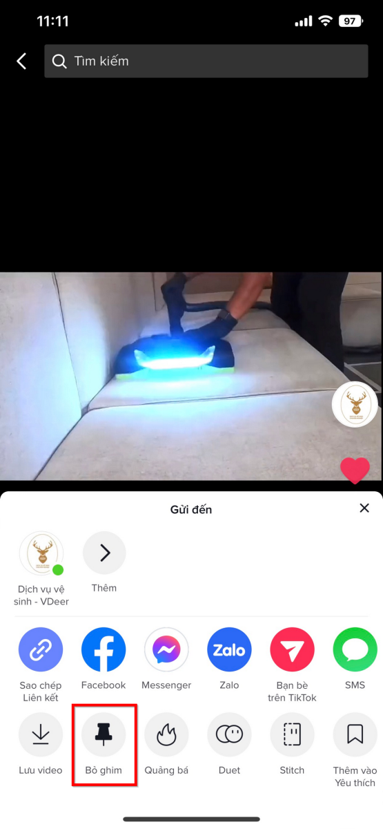 Cách bỏ ghim video trên TikTok 2
