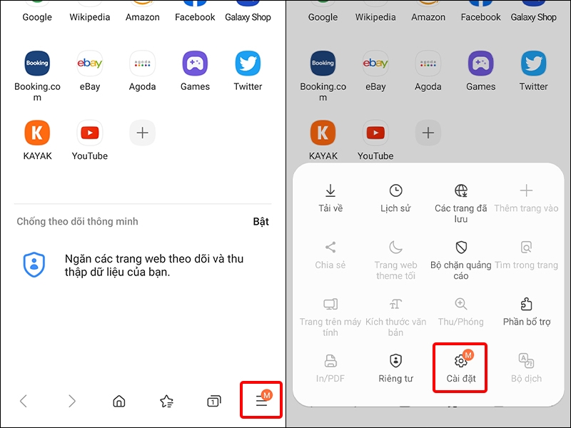 Cách thay đổi công cụ tìm kiếm trên Samsung Internet