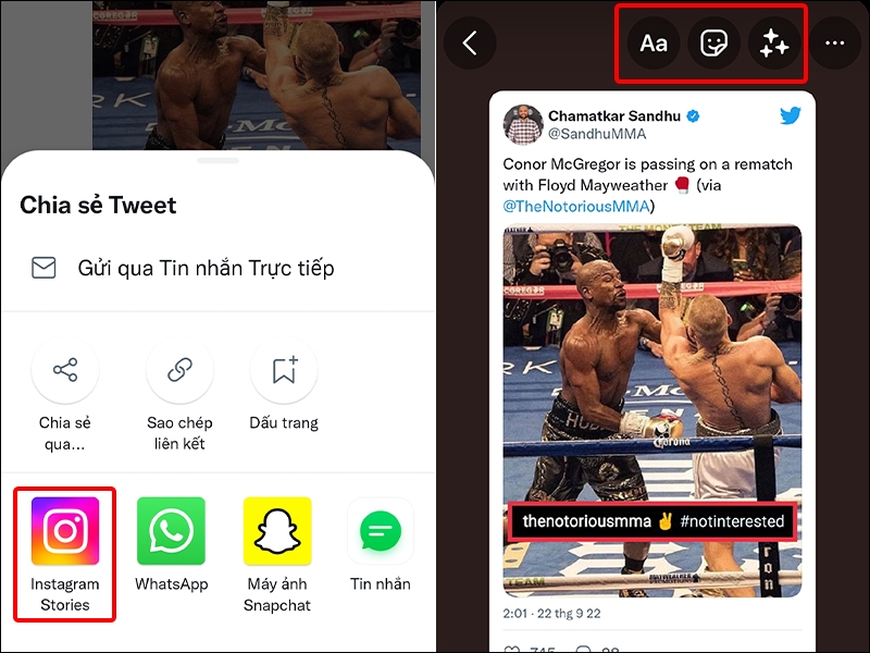 Cách chia sẻ bài viết Twitter lên story Instagram
