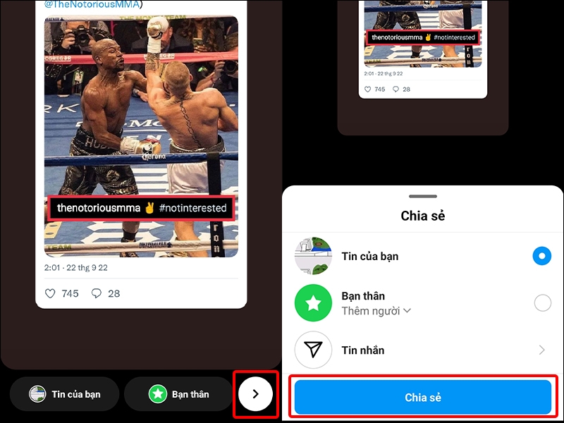 Cách chia sẻ bài viết Twitter lên story Instagram