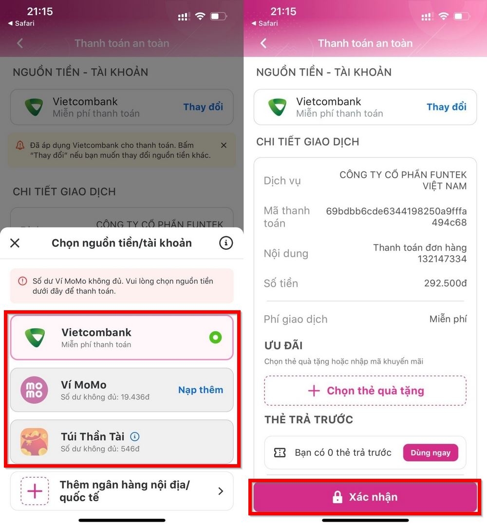 Cách mua thẻ Garena, thẻ Zing thanh toán bằng ví MoMo 5