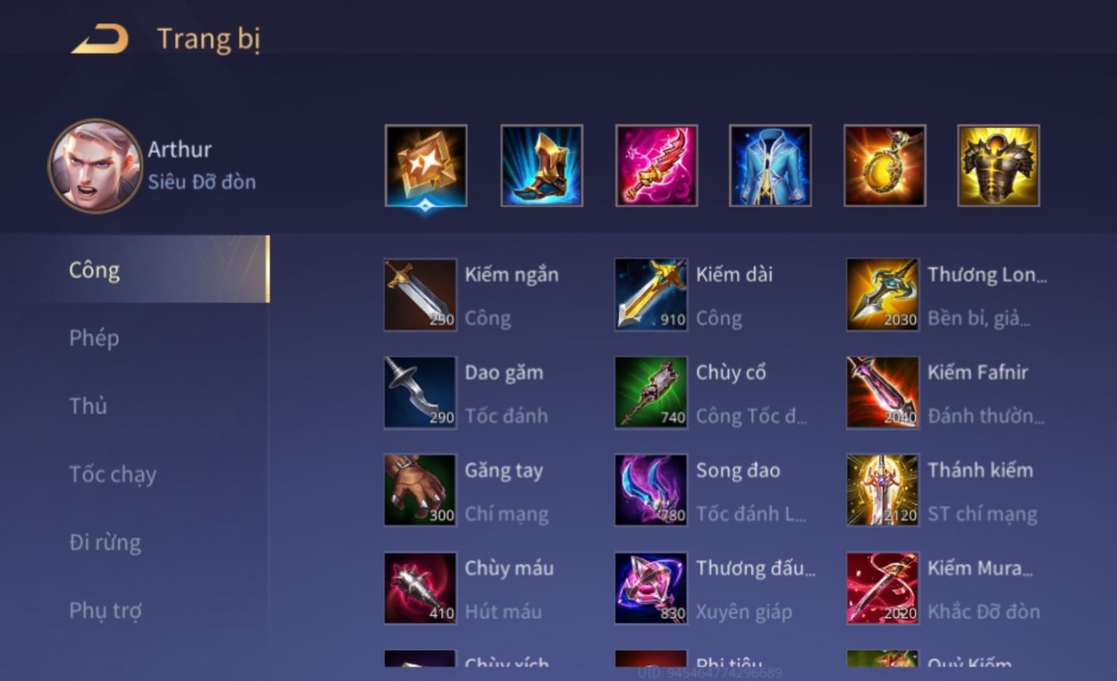 Hướng dẫn chơi Arthur trở thành đỡ đòn bền bỉ nhất