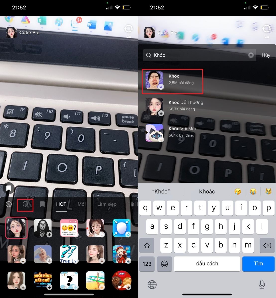 Cách quay filter mặt khóc trên TikTok 2