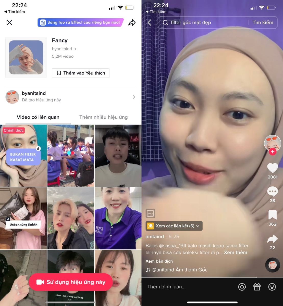 Các filter TikTok hot trend 2022 1