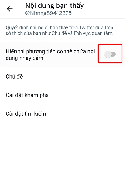 Cách ẩn các nội dung hiển thị nhạy cảm trên ứng dụng Twitter bằng điện thoại