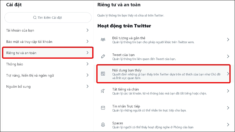 Cách ẩn các nội dung hiển thị nhạy cảm trên ứng dụng Twitter bằng máy tính