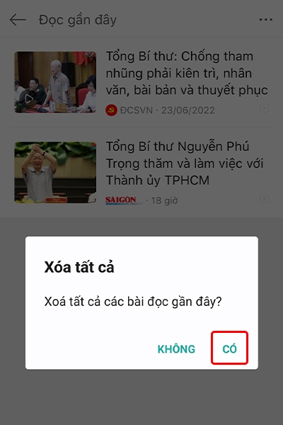 Cách xem lại tin tức đã đọc trên ứng dụng Báo Mới