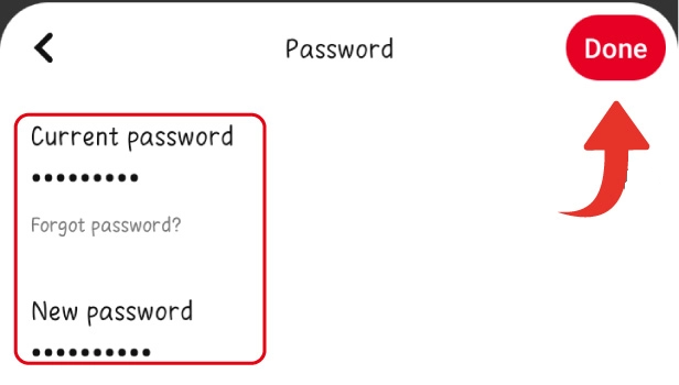 Cách đổi mật khẩu Pinterest trên điện thoại