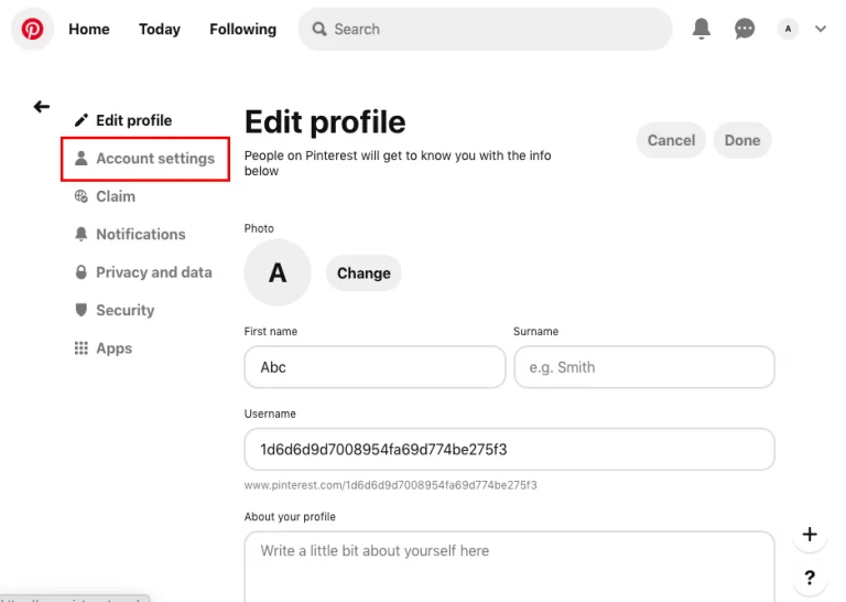Cách đổi mật khẩu Pinterest trên máy tính