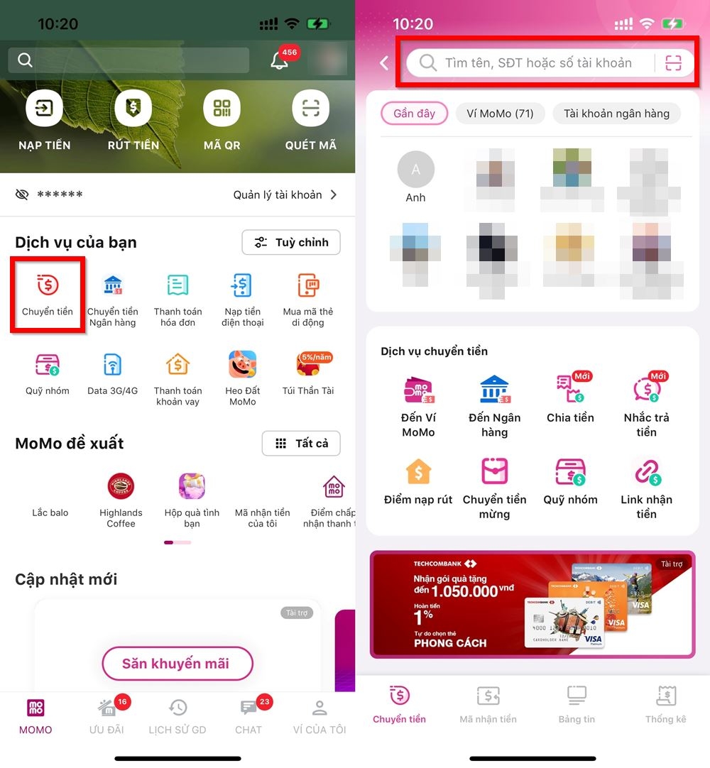Cách chuyển tiền MoMo 1