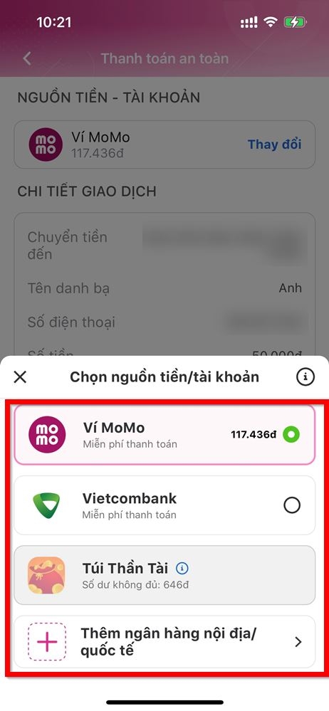 Cách chuyển tiền MoMo 3