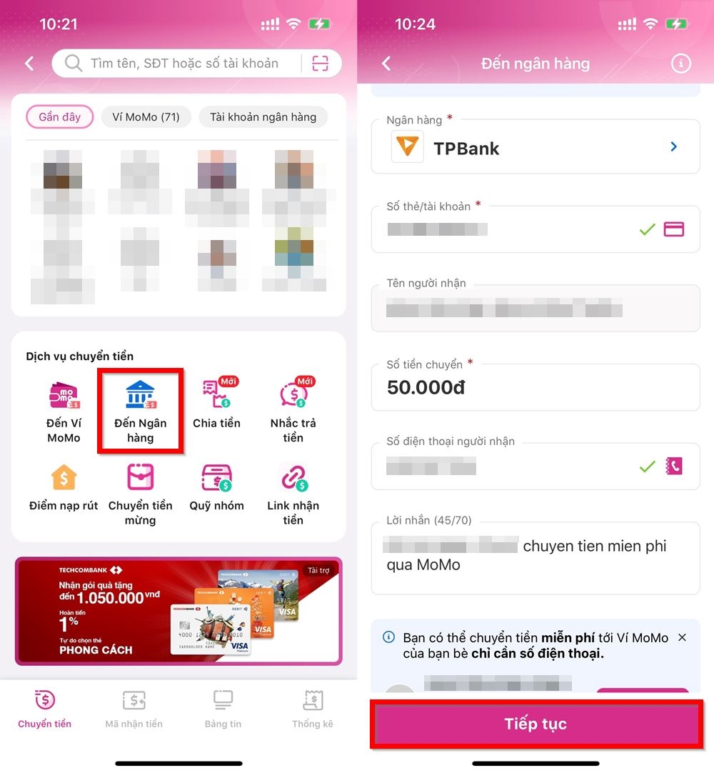 Cách chuyển tiền MoMo 4