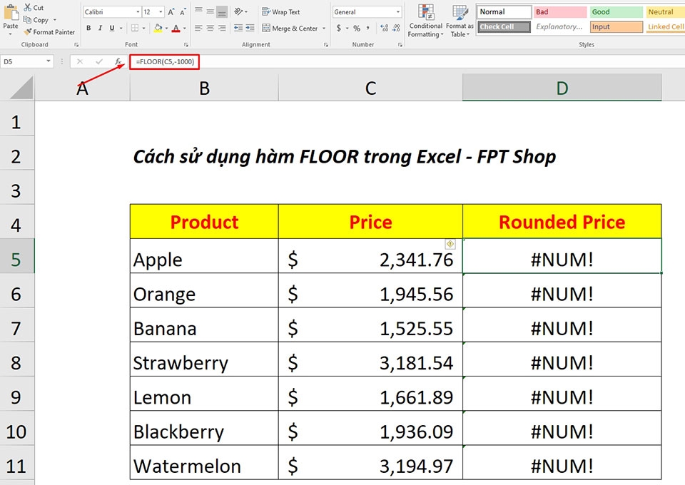 Hàm FLOOR trong Excel - Ảnh 06 Hàm FLOOR trong Excel - Ảnh 06
