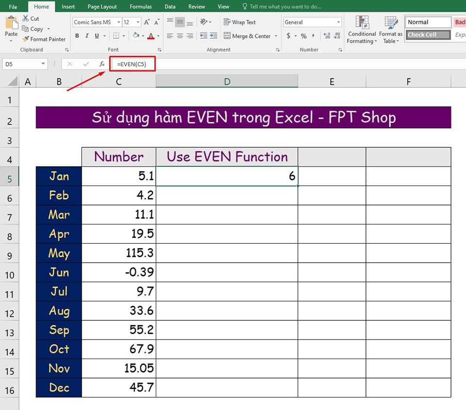 Hàm EVEN trong Excel - Ảnh 03