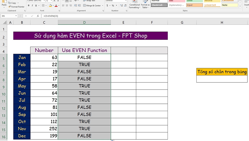 Hàm EVEN trong Excel - Ảnh 07