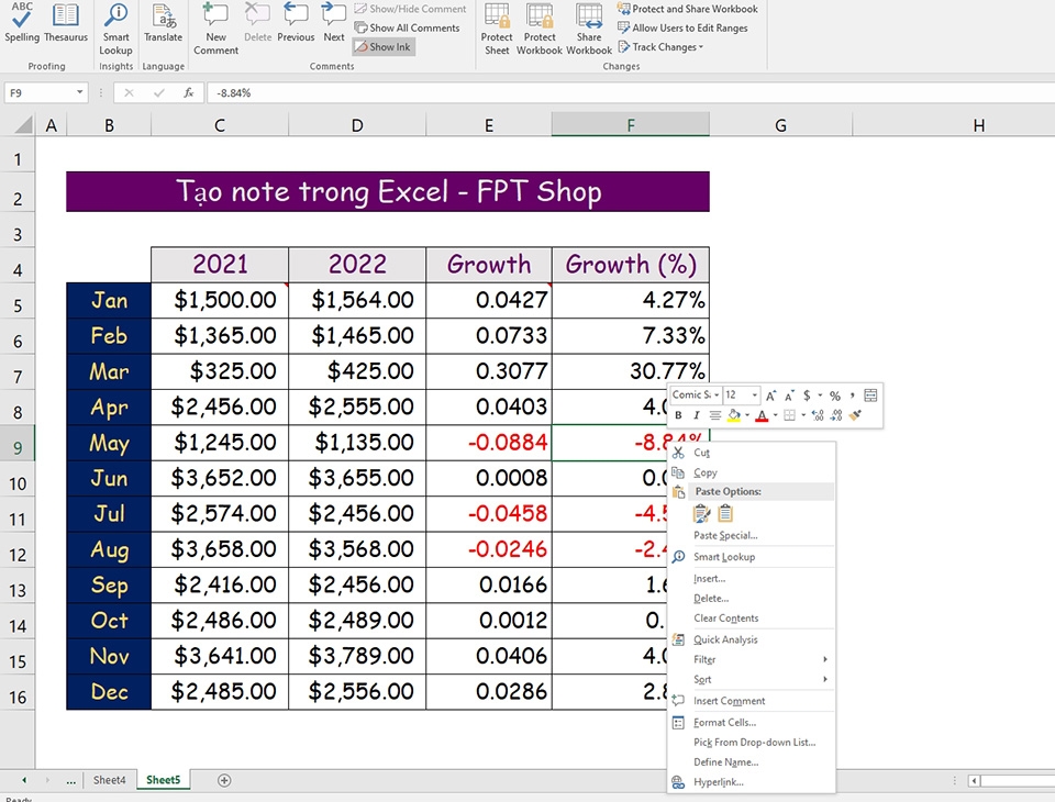 Tạo note trong Excel - Ảnh 08