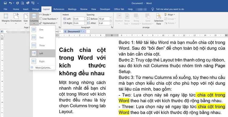 Bật mí cách chia cột trong Word thành nhiều cột và tùy chỉnh cực dễ (4)
