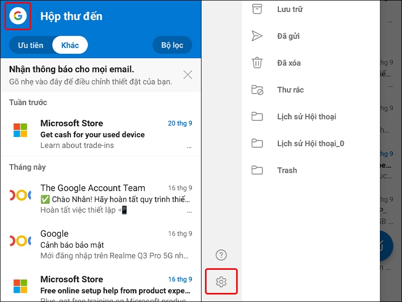 Hướng dẫn sử dụng tùy chọn trượt nhanh trên Outlook