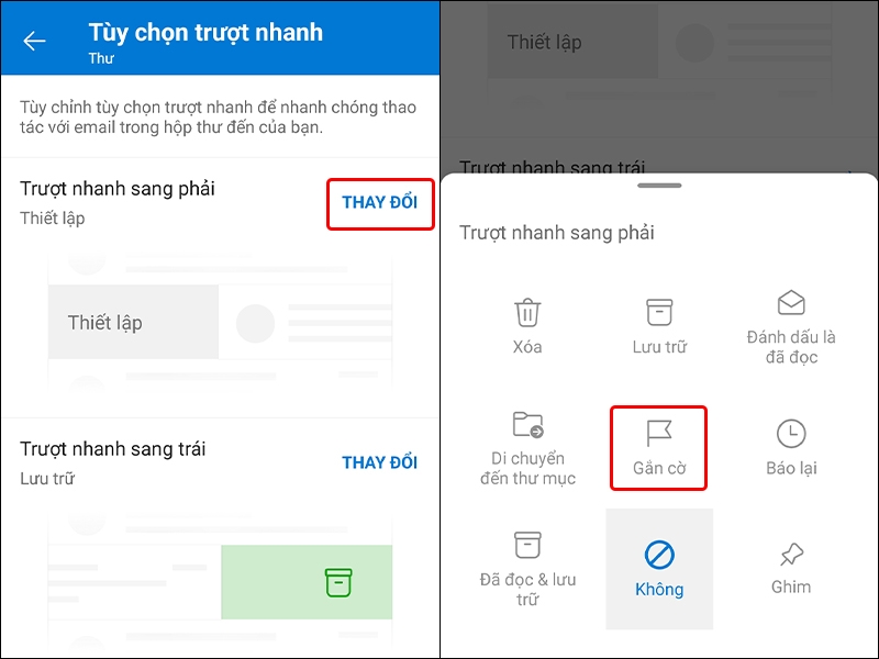 Hướng dẫn sử dụng tùy chọn trượt nhanh trên Outlook