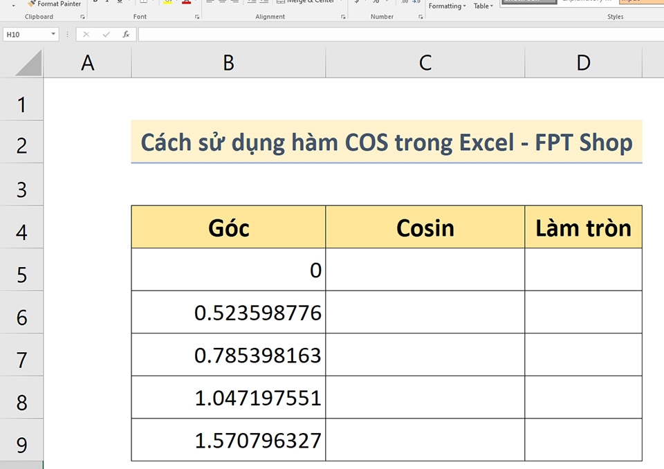 Hàm COS trong Excel - Ảnh 02 Hàm COS trong Excel - Ảnh 02