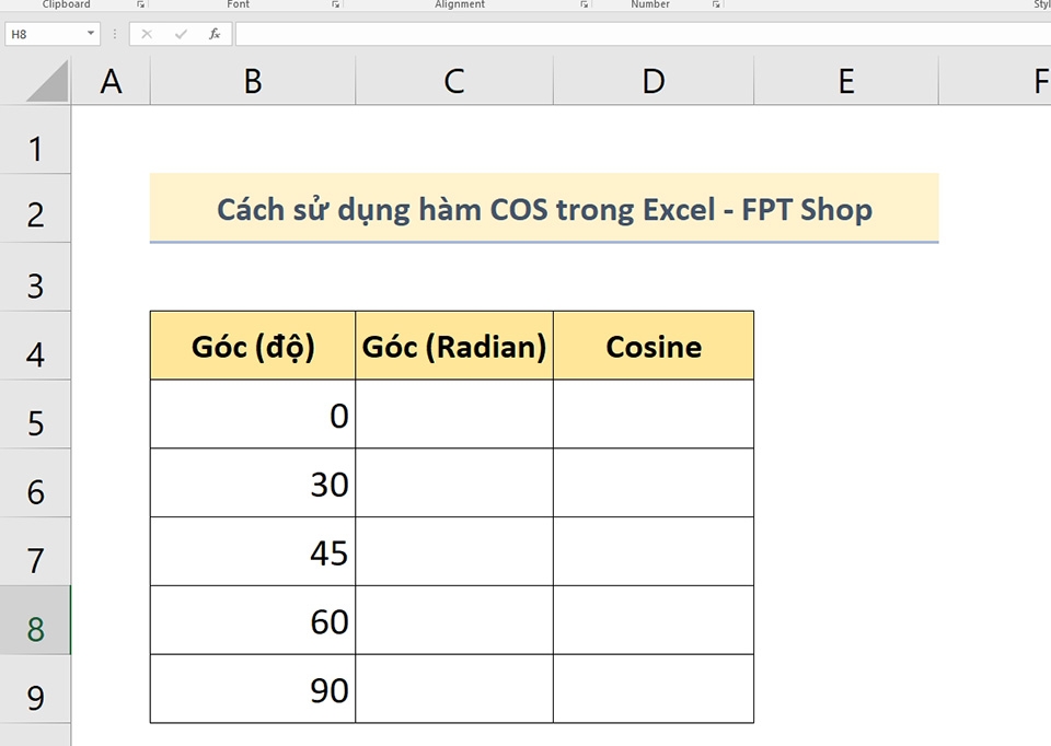 Hàm COS trong Excel - Ảnh 07 Hàm COS trong Excel - Ảnh 07