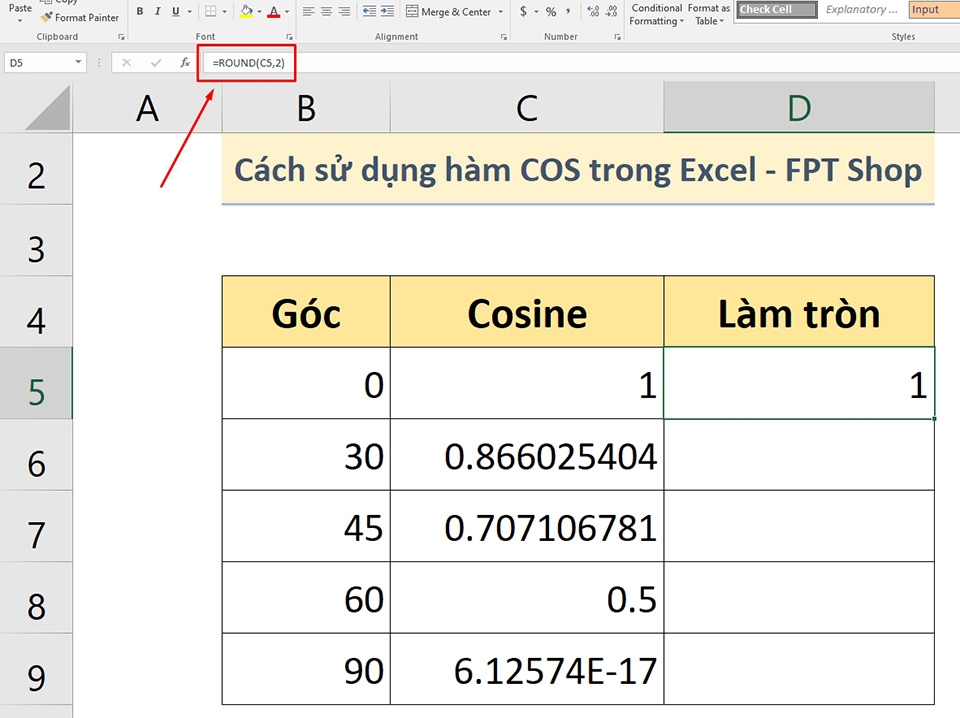 Hàm COS trong Excel - Ảnh 13 Hàm COS trong Excel - Ảnh 13