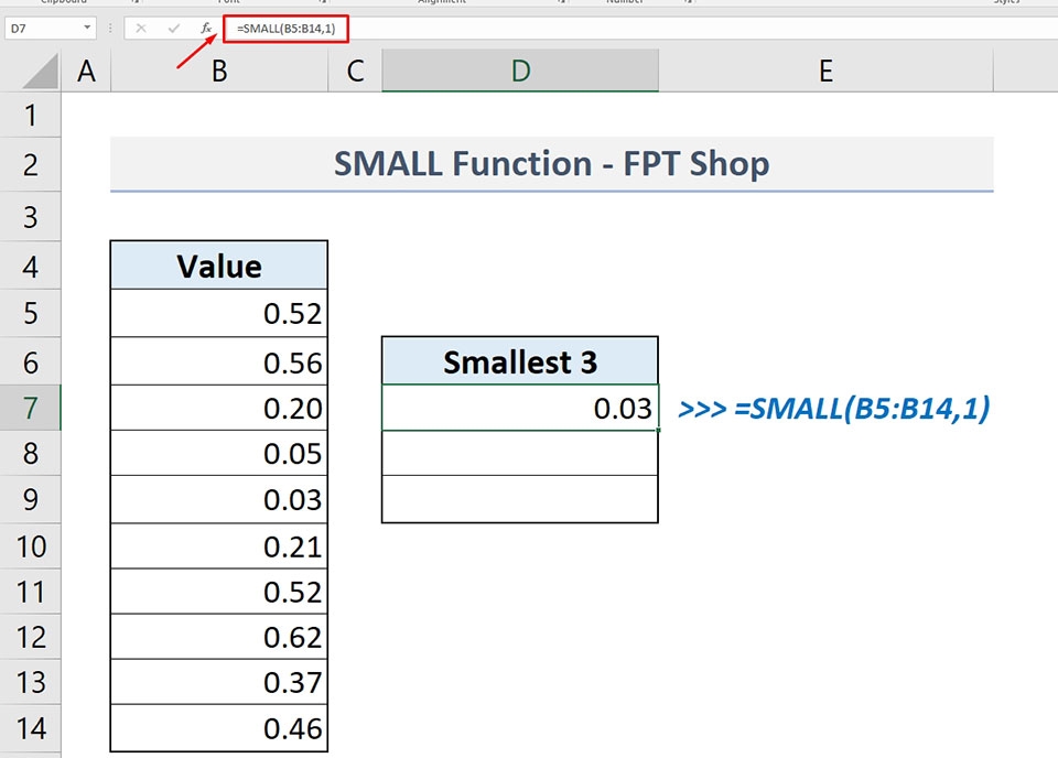 Hàm SMALL trong Excel - Ảnh 03
