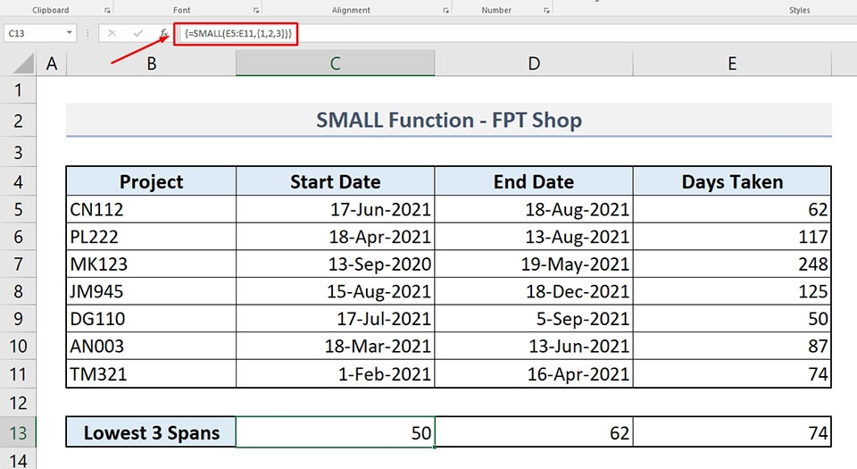 Hàm SMALL trong Excel - Ảnh 10