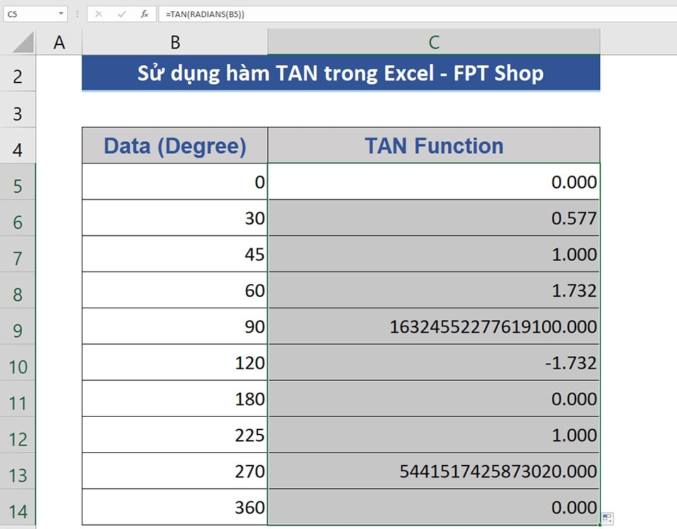 Hàm TAN trong Excel - Ảnh 10