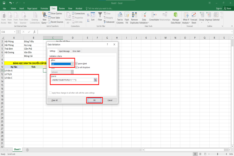 Tạo lựa chọn trong Excel (9)