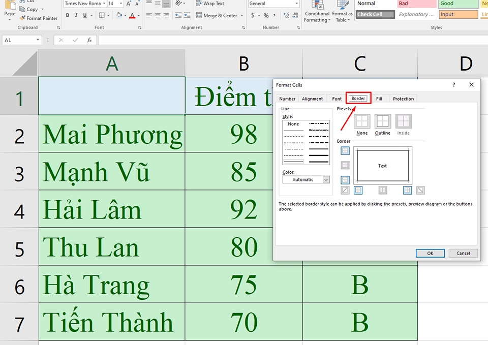Tạo đường kẻ chéo trong ô Excel - Ảnh 03