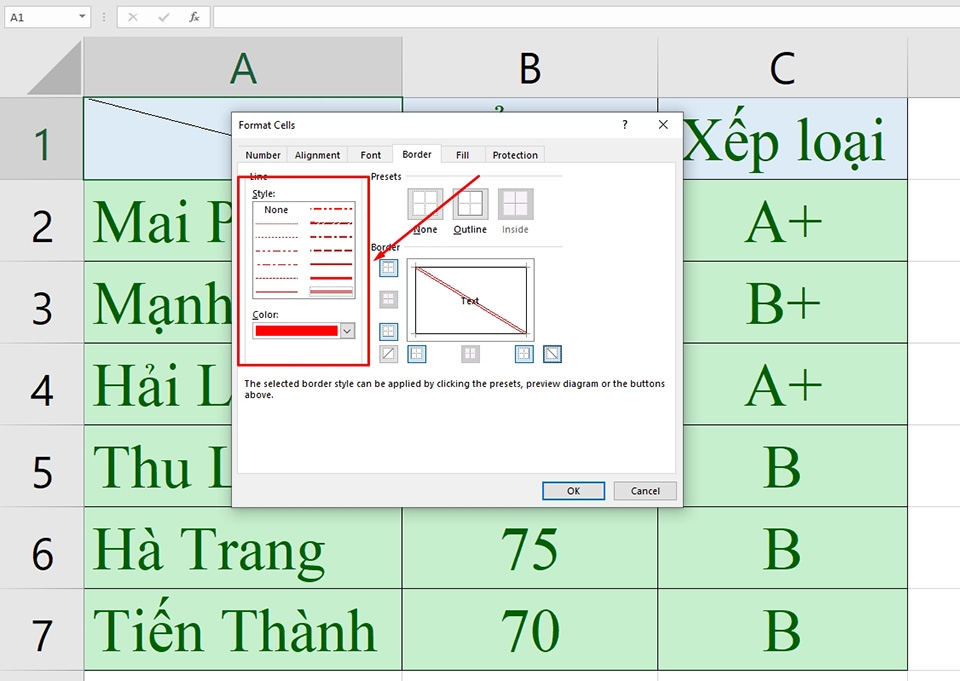 Tạo đường kẻ chéo trong ô Excel - Ảnh 05