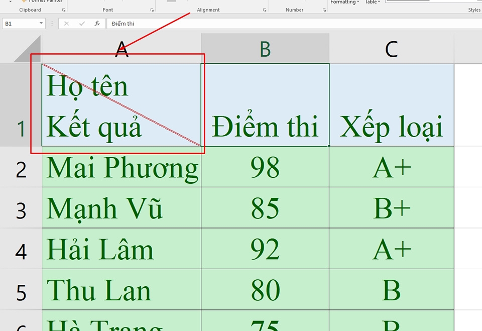 Tạo đường kẻ chéo trong ô Excel - Ảnh 08