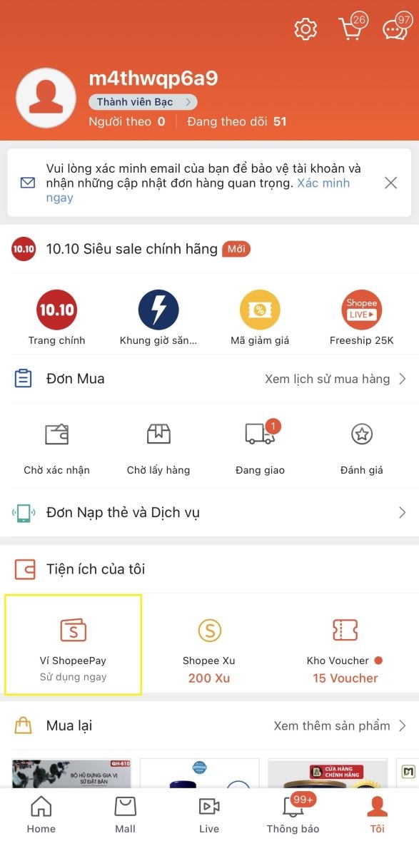 Chọn Ví của tôi