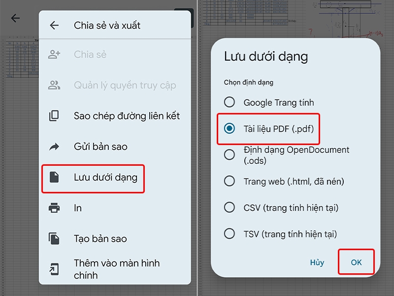 Cách chuyển file XLSX trong Google Trang tính sang PDF
