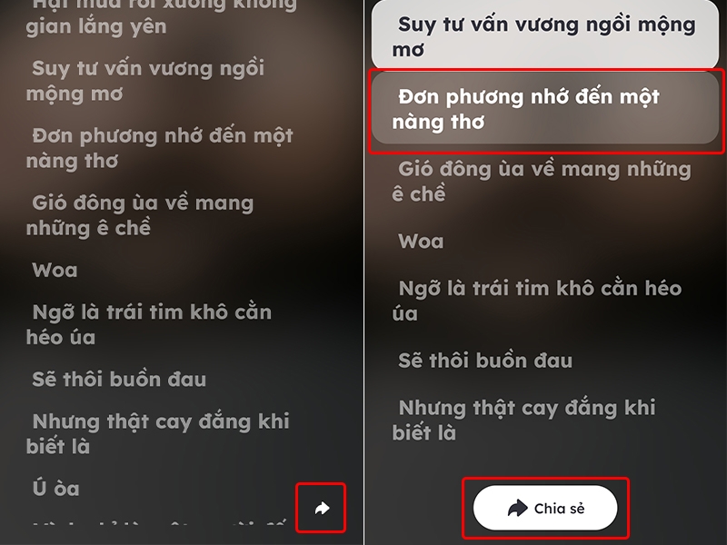 Chia sẻ bài hát lên story Instagram bằng ứng dụng Nhaccuatui
