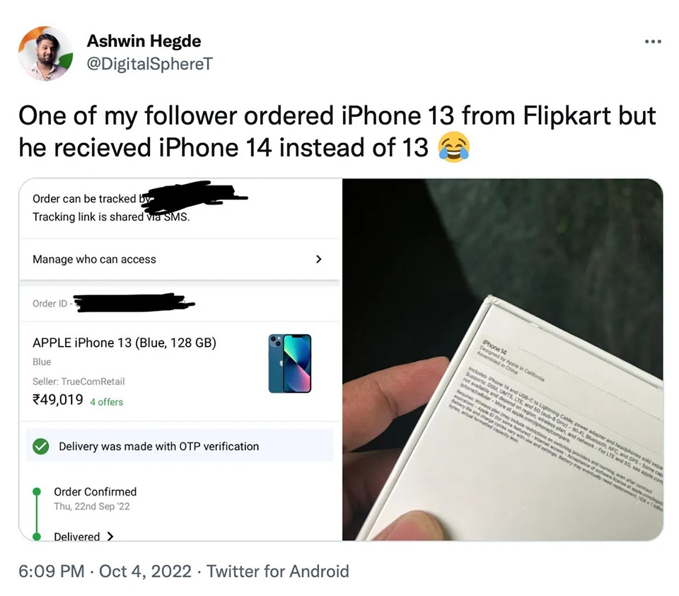 Đặt mua iPhone 13, vị khách may mắn nhận được iPhone 14 (ảnh 1)