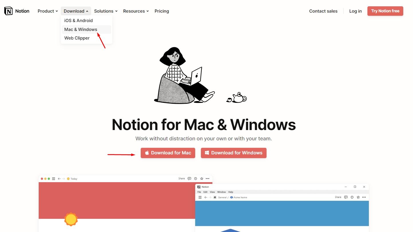 Cách tải ứng dụng Notion trên máy tính