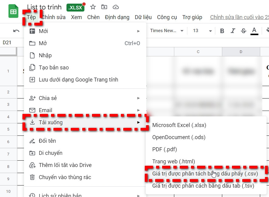 Cách tạo file CSV