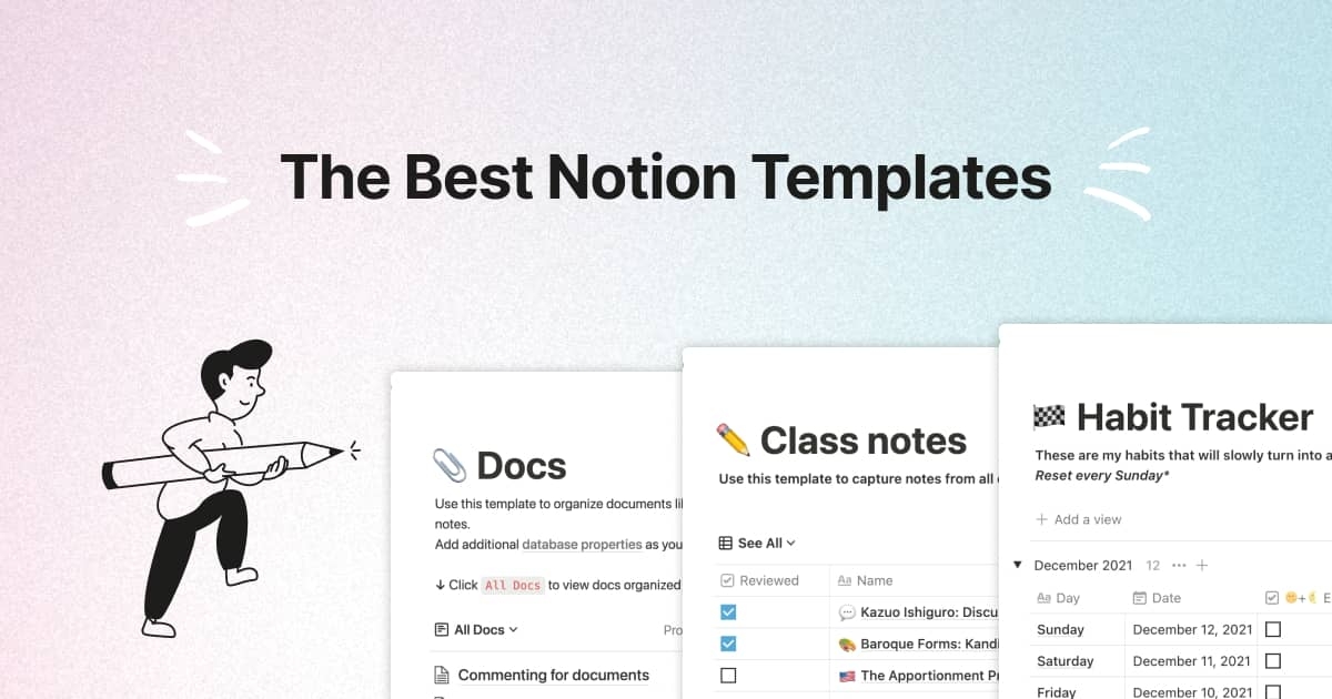 Notion template mẫu