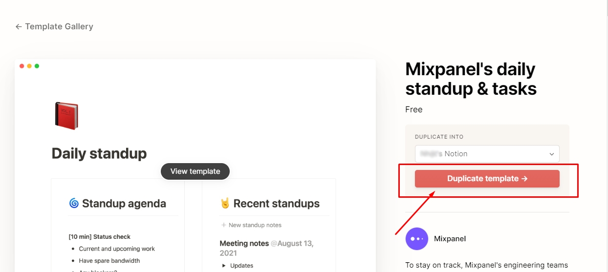 Notion template mẫu