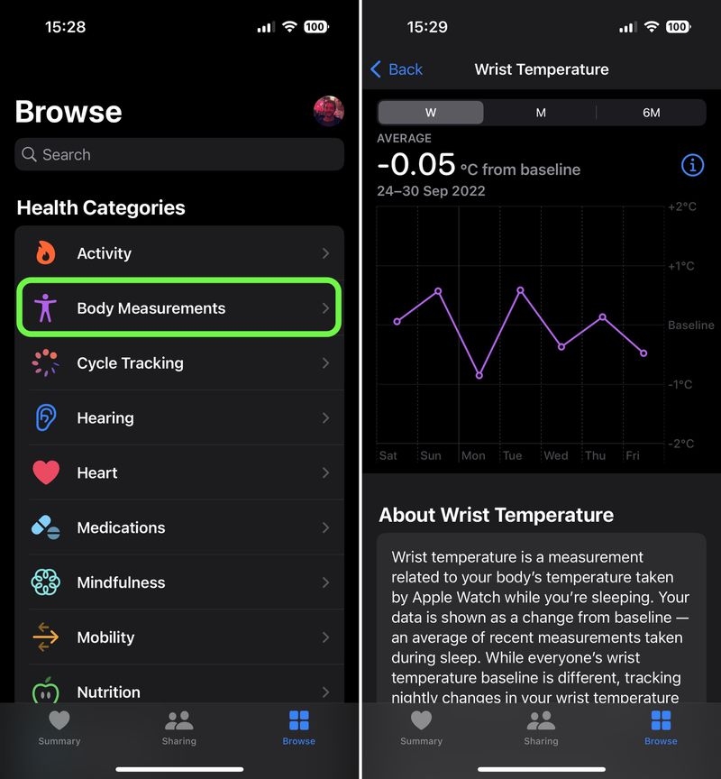 Cách theo dõi nhiệt độ hàng đêm trên Apple Watch series 8 & Ultra 2