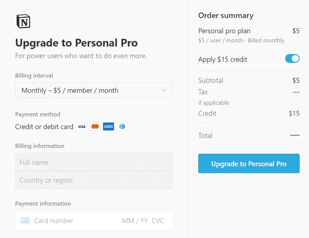 Hướng dẫn nâng cấp gói Personal Pro trên Notion (Ảnh 8)