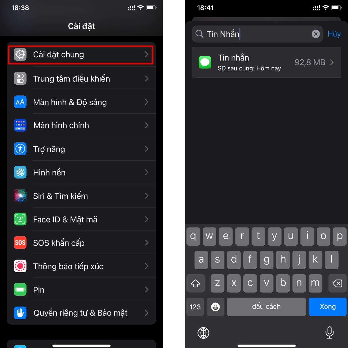 Xóa dung lượng iMessage 3