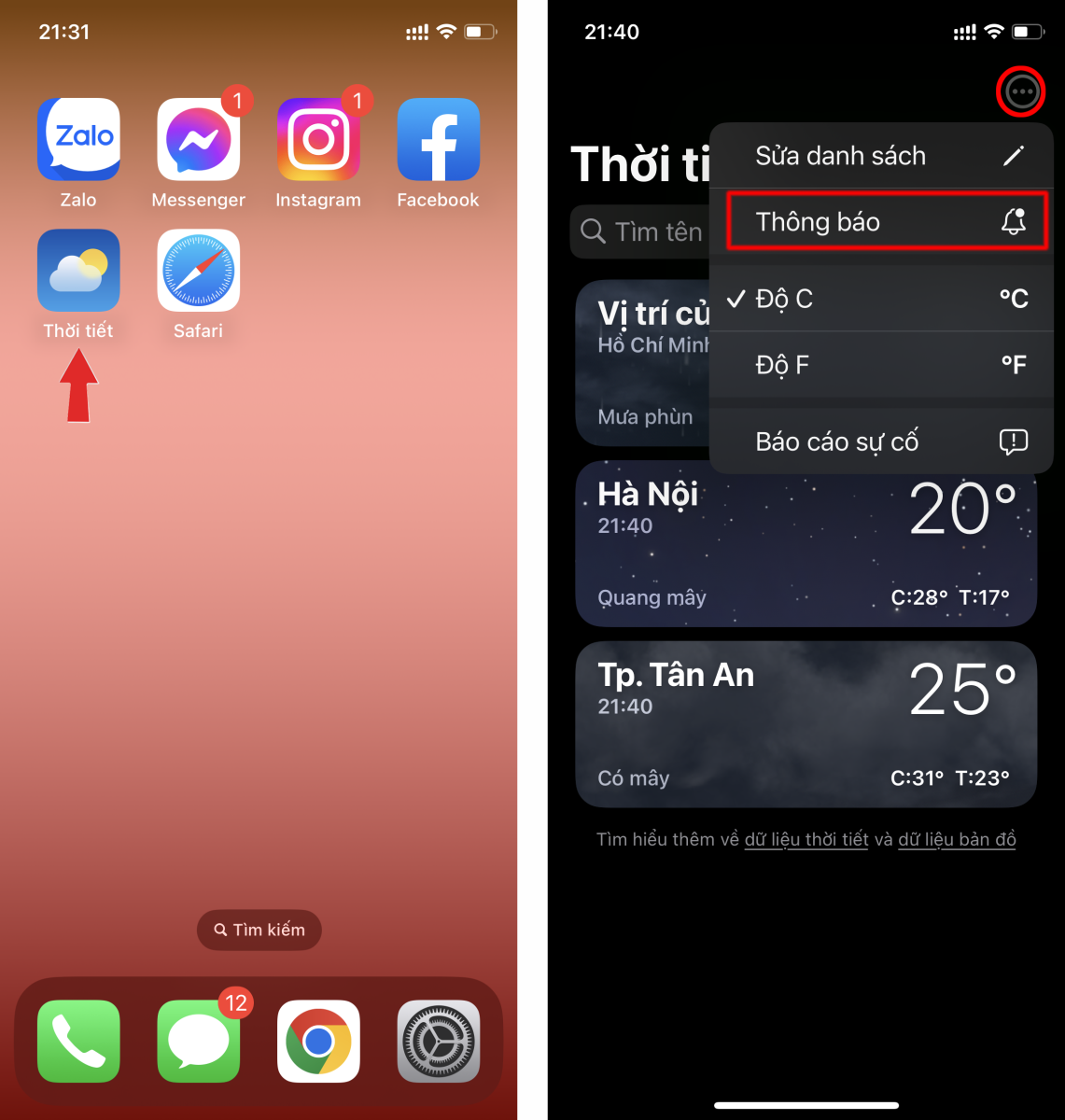 Thời tiết iOS 16 2