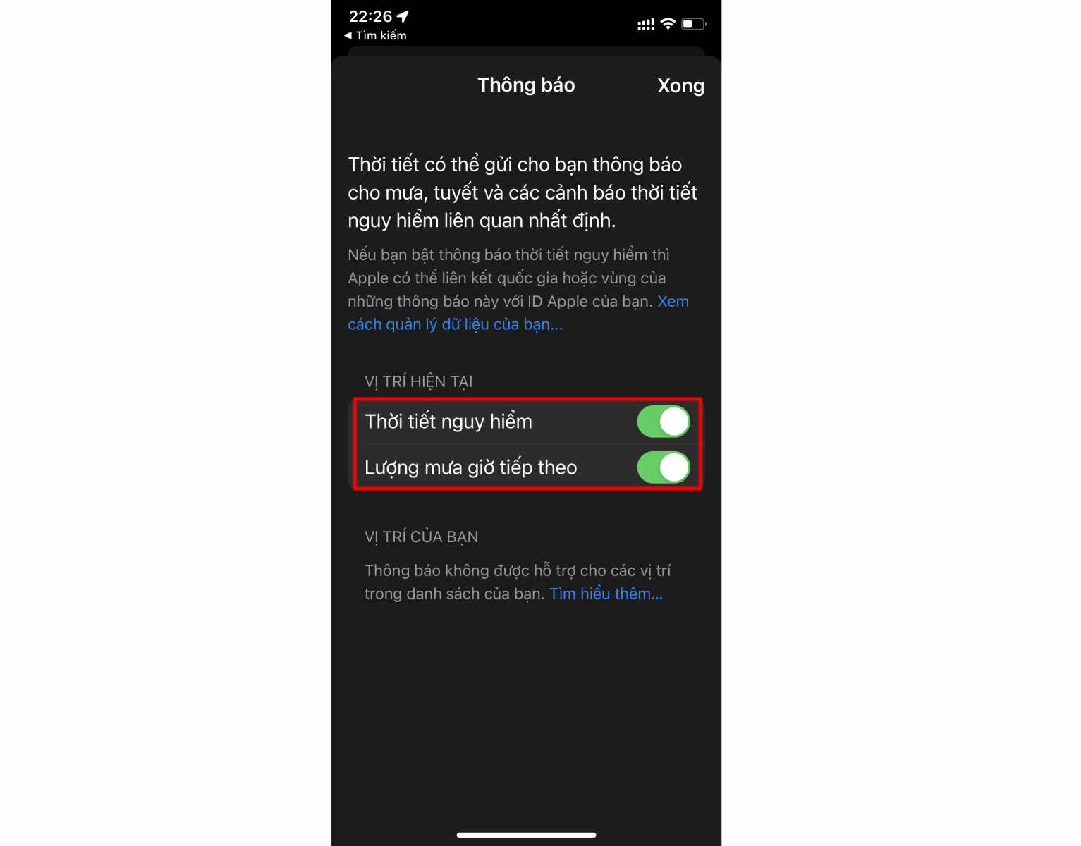 Thời tiết iOS 16 3