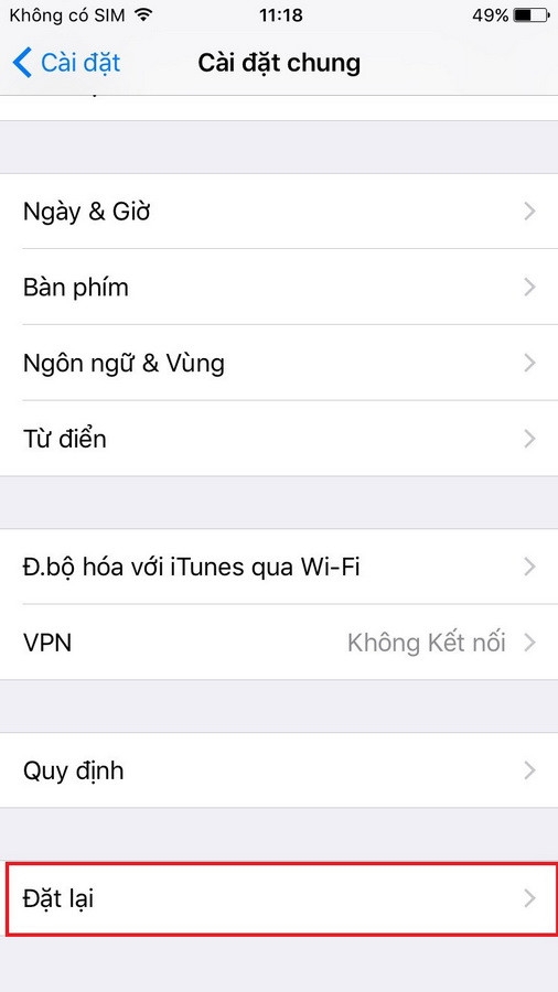 Reset tất cả cài đặt trên iPhone